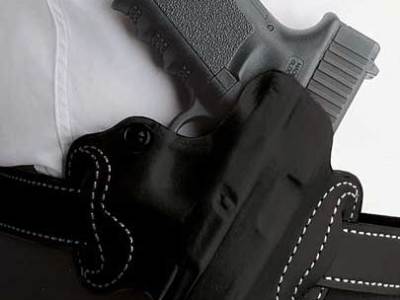 DESANTIS MINI SLIDE HOLSTER – OWB RH LTHER M&P SHLD 9/40 BLK