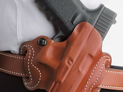 DESANTIS MINI SLIDE HOLSTER – OWB RH LEATHER 1911 TAN