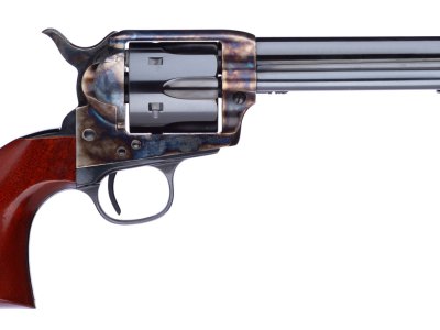 Taylors & Company 701EDE 1873 Cattleman New Model 357 Mag 6rd 5.50″ Blued Cylinder & Barrel Color Case Hardened Steel Frame Walnut Navy Size Grip (Taylor Tuned)