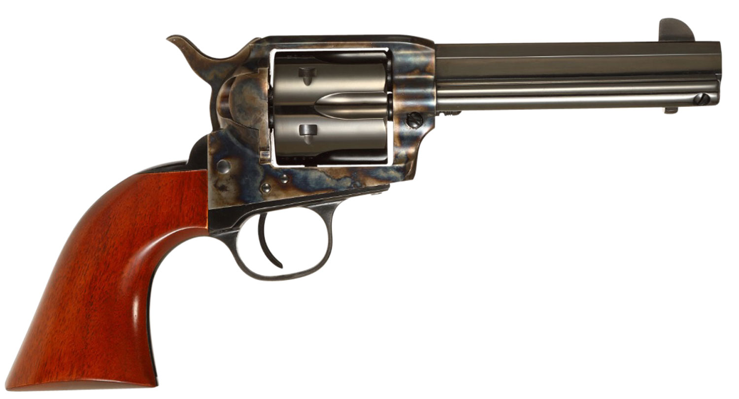 Taylors & Company 556104 1873 Cattleman Drifter 357 Mag Caliber with 4.75″ Blued Finish Barrel, 6rd Capacity Blued Finish Cylinder, Color Case Hardened Finish Steel Frame & Walnut Grip
