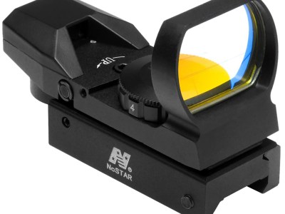 NcStar D4B Red Four Reticle Reflex Optic  Black Anodized 1 x 0.95″ x 1.34″ 3 MOA Red Dot Multi Reticle