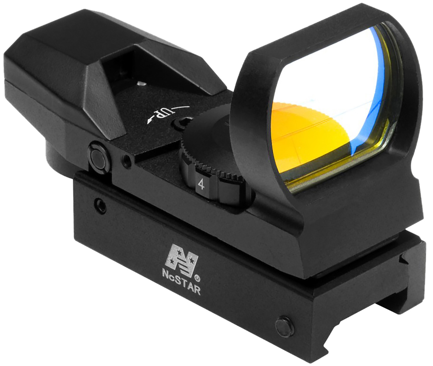 NcStar D4B Red Four Reticle Reflex Optic  Black Anodized 1 x 0.95″ x 1.34″ 3 MOA Red Dot Multi Reticle