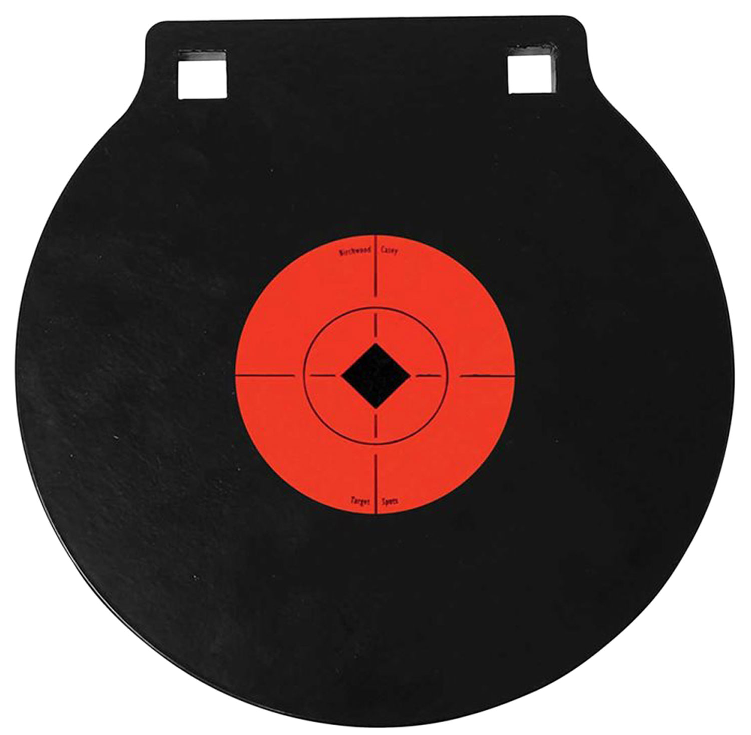 Birchwood Casey 47604 World of Targets Double Hole 8″ Pistol/Rifle Black/Orange AR500 Steel Circle w/Crosshair & Diamond 0.38″ Thick Hanging