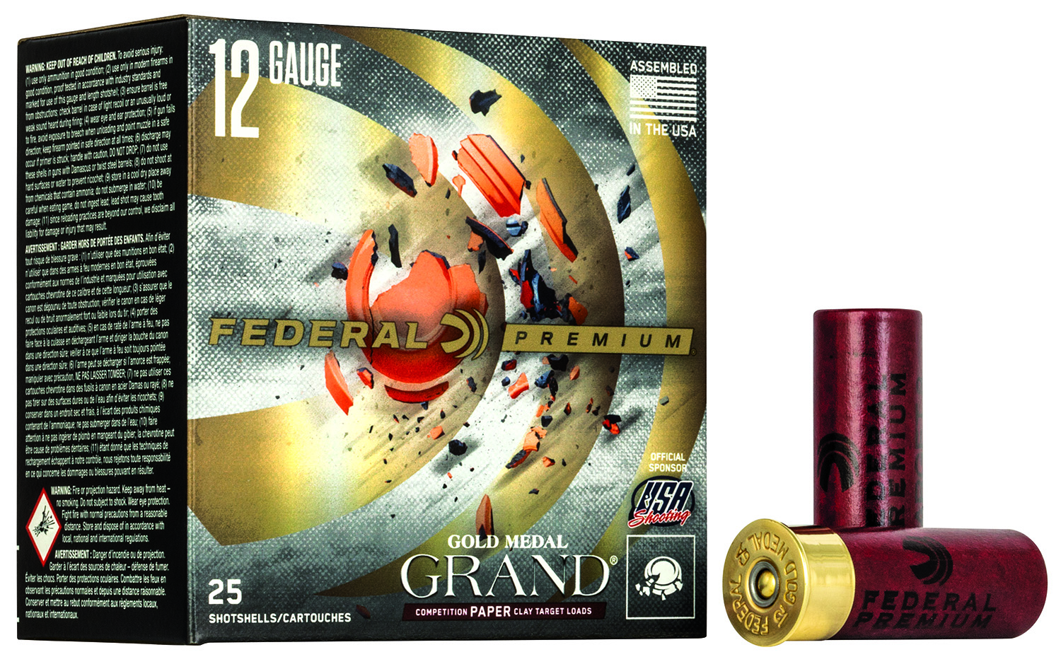 Federal GMT1718 Premium Gold Medal Paper 12Gauge 2.75″ 1 1/8oz 8Shot 25 Per Box/10 Case