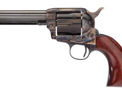 Taylors & Company 555148 1873 Cattleman Gunfighter 357 Mag Caliber with 4.75″ Blued Finish Barrel, 6rd Capacity Blued Finish Cylinder, Color Case Hardened Finish Steel Frame & Walnut Army Size Grip