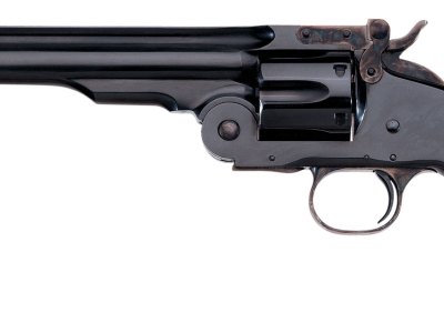 Taylors & Company 550639 Second Model Schofield 45 Colt (LC) Caliber with 7″ Barrel, 6rd Capacity Cylinder, Overall Blued Finish Steel & Walnut Grip