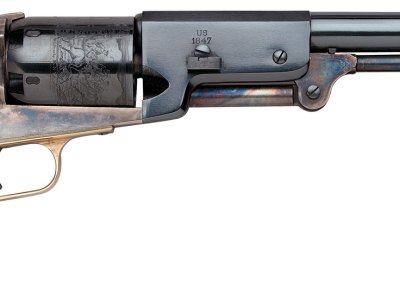 Taylors & Company 550859 1847 Walker Uberti 44 Cal 6 Shot Percussion 9″ Blued Round Barrel, Blued Cylinder, Color Case Hardened Steel Frame, Walnut Grip