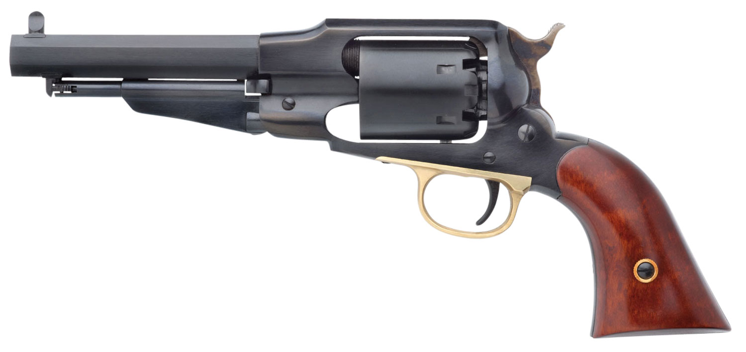 Taylors & Company 550833 1858 Remington Uberti 44 Cal 6 Shot Percussion 5.50″ Blued Octagon Barrel, Cylinder & Steel Frame, Walnut Grip