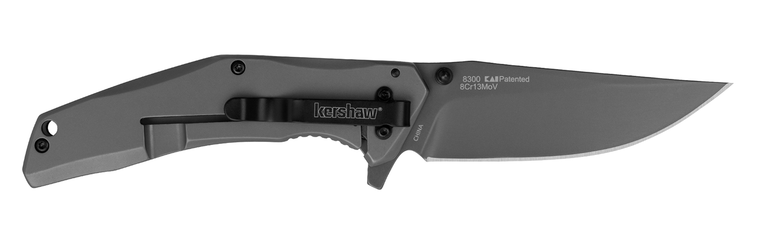 Kershaw 8300 DuoJet  3.25″ Folding Clip Point Plain Gray TiCN 8Cr13MoV SS Blade Gray TiCN Stainless Steel Handle Includes Pocket Clip