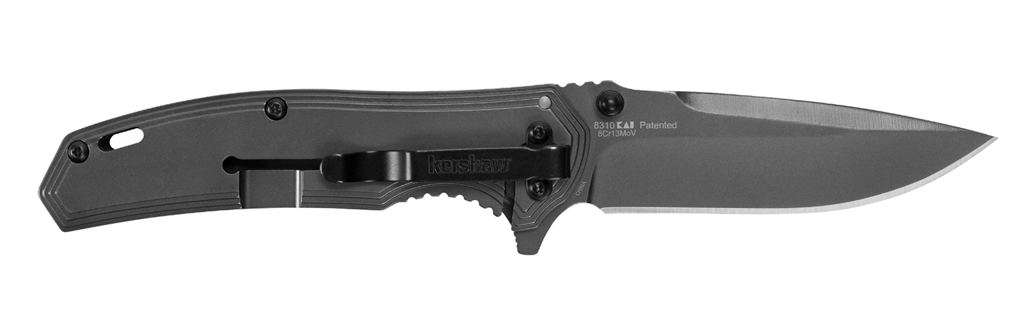 Kershaw 8310 Fringe  3″ Folding Drop Point Plain Gray TiN 8Cr13MoV SS Blade Black/Gray Carbon Fiber/SS Handle Includes Pocket Clip