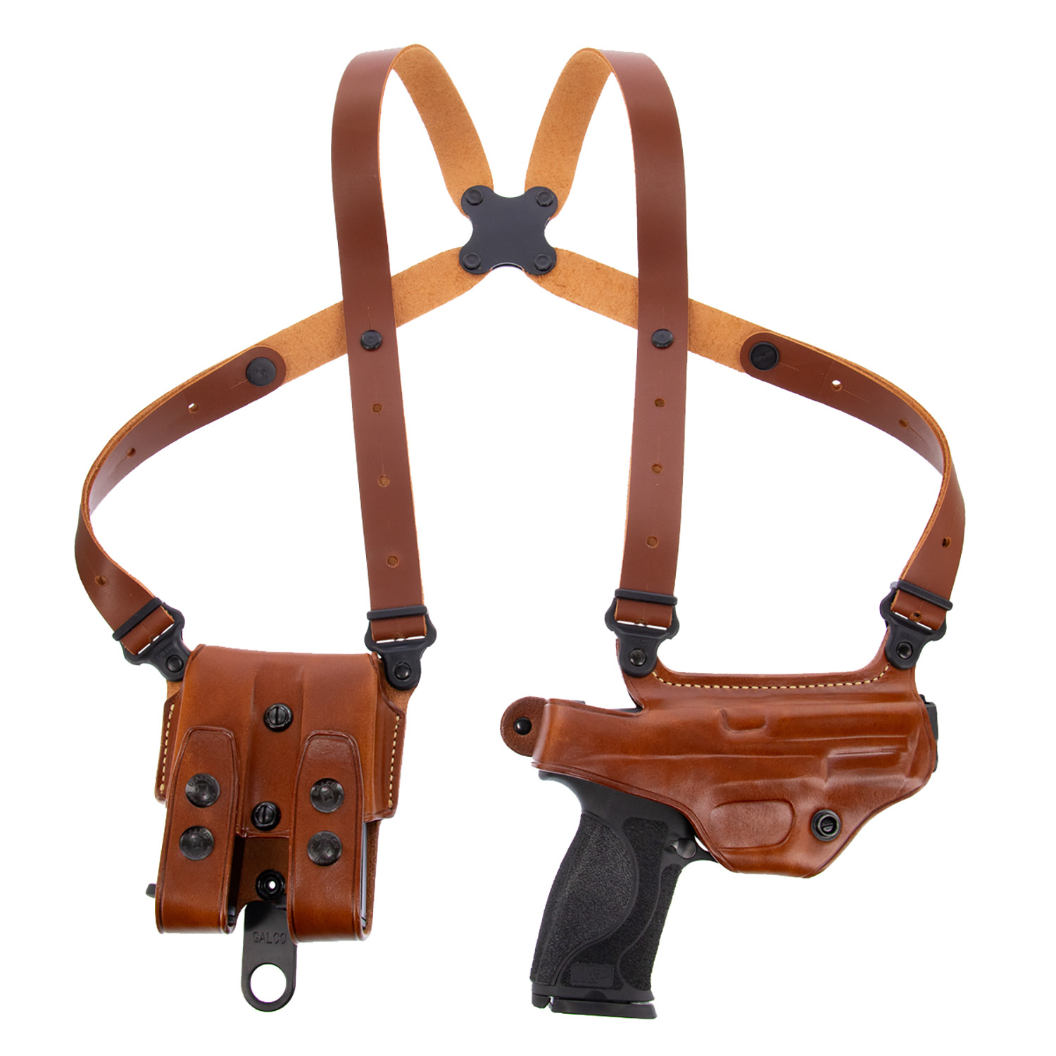 Galco MC820 Miami Classic Shoulder System Size Fits Chest Up To 56″ Tan Leather Fits Sig P320 Fits Sig P320 Compact Fits Sig M18 Right Hand