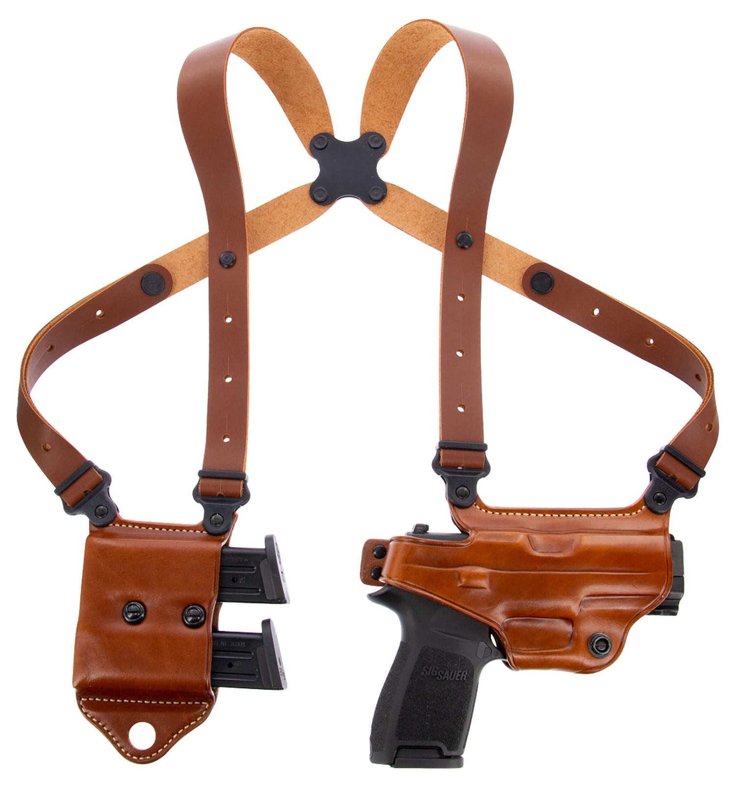 Galco MCII652 Miami Classic II Shoulder System Size Fits Chest Up To 56″ Tan Leather Compatible w/S&W M&P Shield/Glock 43/43X Right Hand