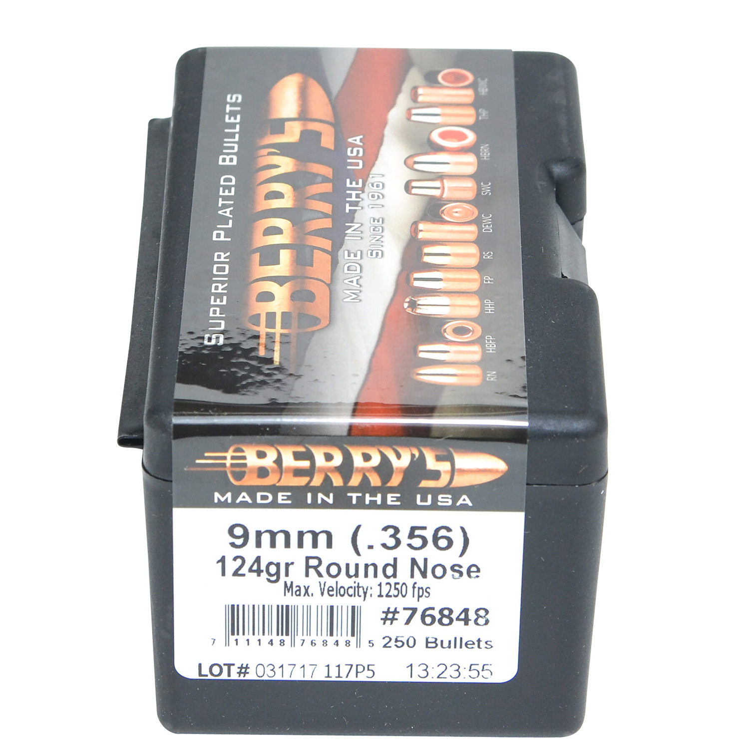 Berry’s 76848 Superior Pistol 9mm/356 124gr Round Nose 250/Box