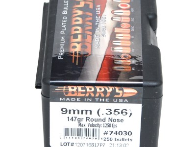 Berry’s 74030 Superior Pistol 9mm/356 147gr Round Nose 250/Box