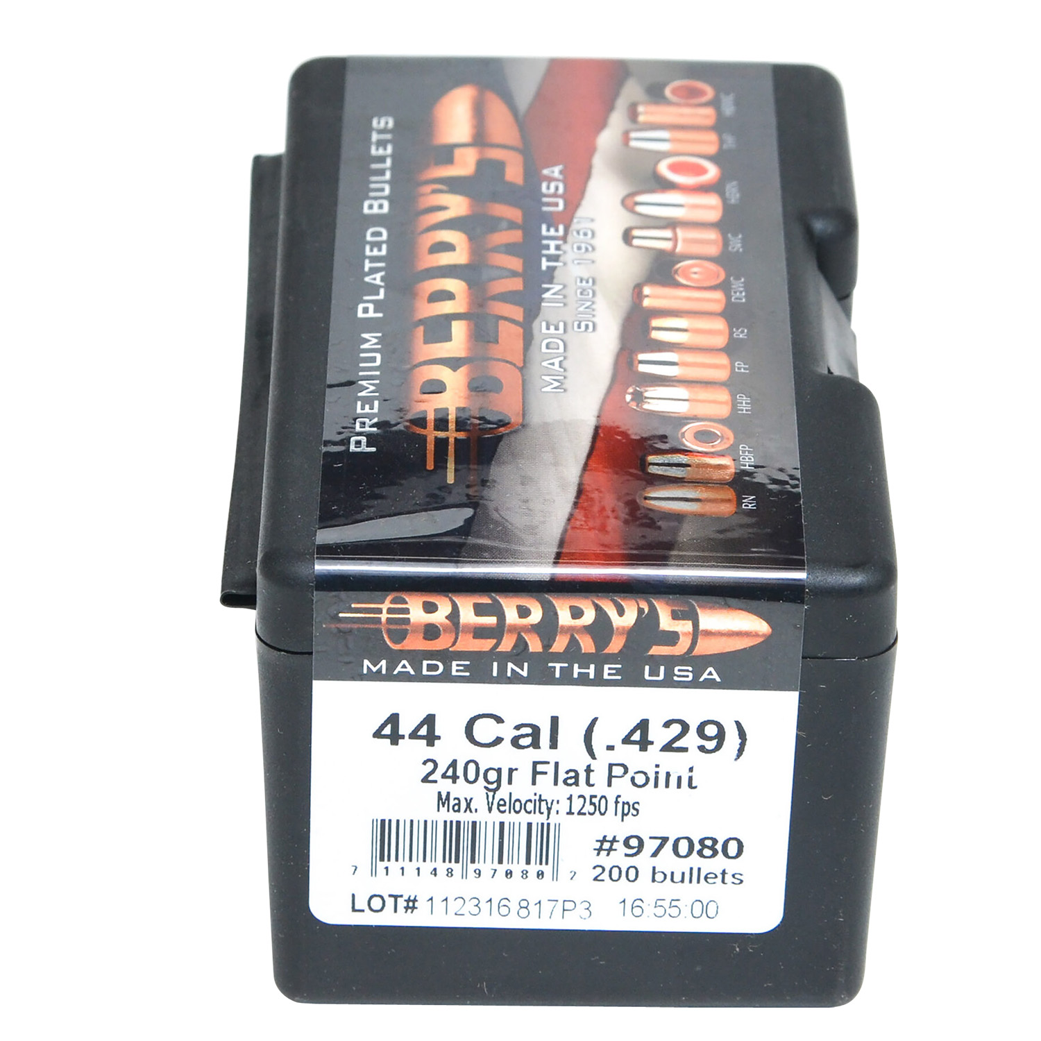 Berry’s 97080 Superior Pistol 44Cal 240gr Flat Point 200/Box