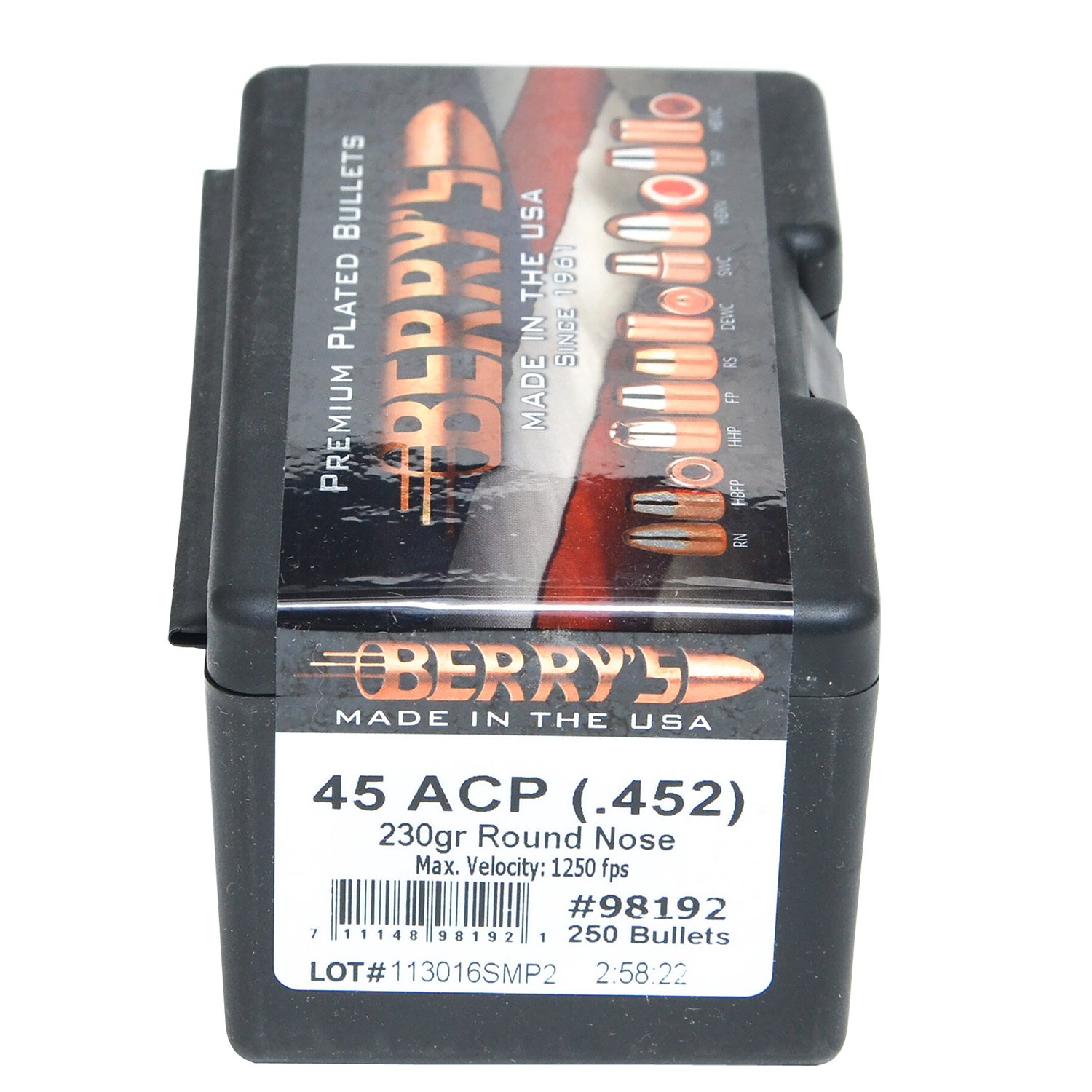 Berry’s 98192 Superior Pistol 45Cal 230gr Round Nose 250/Box