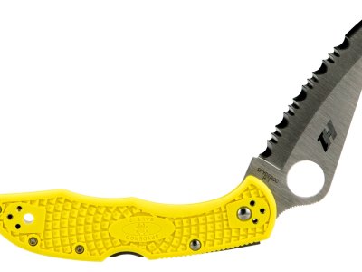 Spyderco C88SYL2 Salt 2  3″ Folding Clip Point Serrated H1 Steel Blade Yellow Bi-Directional Texturing FRN Handle Includes Pocket Clip
