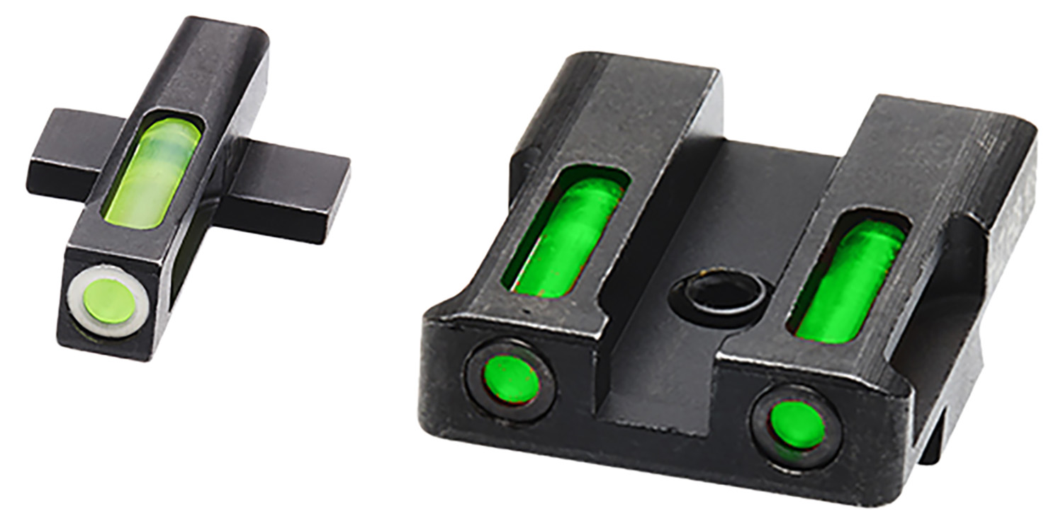 HiViz XDN321 LiteWave H3 Sight Set for Springfield XD Green Tritium White Outline Front Sight-Green Fiber Optic Rear Sight