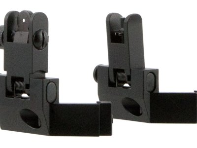 TacFire IS003 45 Degree Flip Up Iron Sight/Springloaded  Black Anodized Front and Rear for AR-Platform