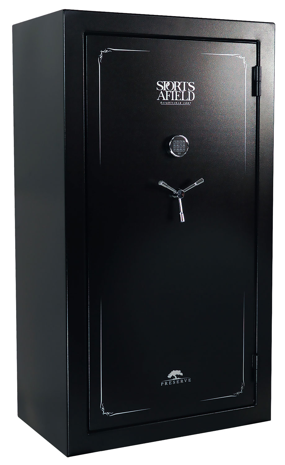 Sports Afield SECSA7240P Preserve SA7240P Keypad/Key Entry Black Steel Holds 60 + 8 72″ H x 40″ W x 25″ D Fireproof- Yes