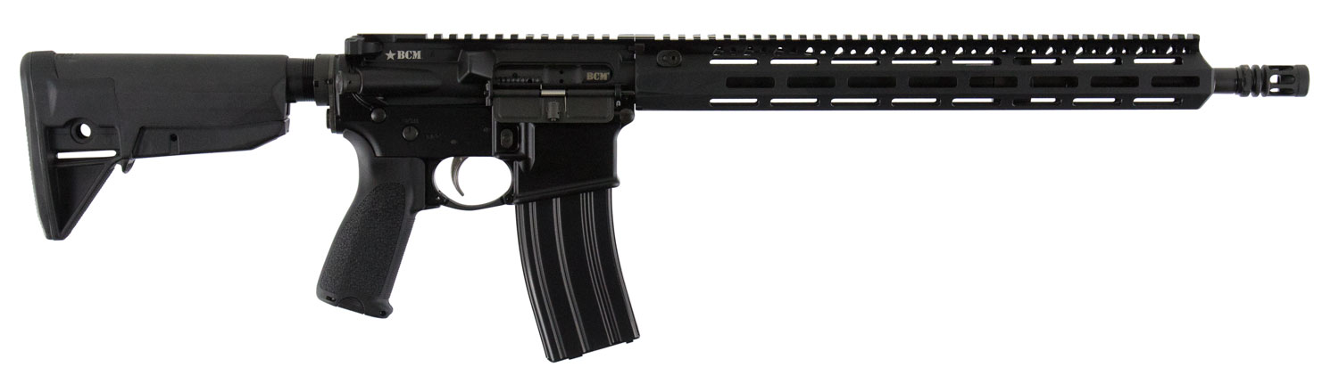 BCM 750750 RECCE-16 MCMR 223 Rem,5.56x45mm NATO 16″ 30+1 Black Hard Coat Anodized, Manganese Phosphate, 6 Position Stock, Bravo Mod 3 Grip