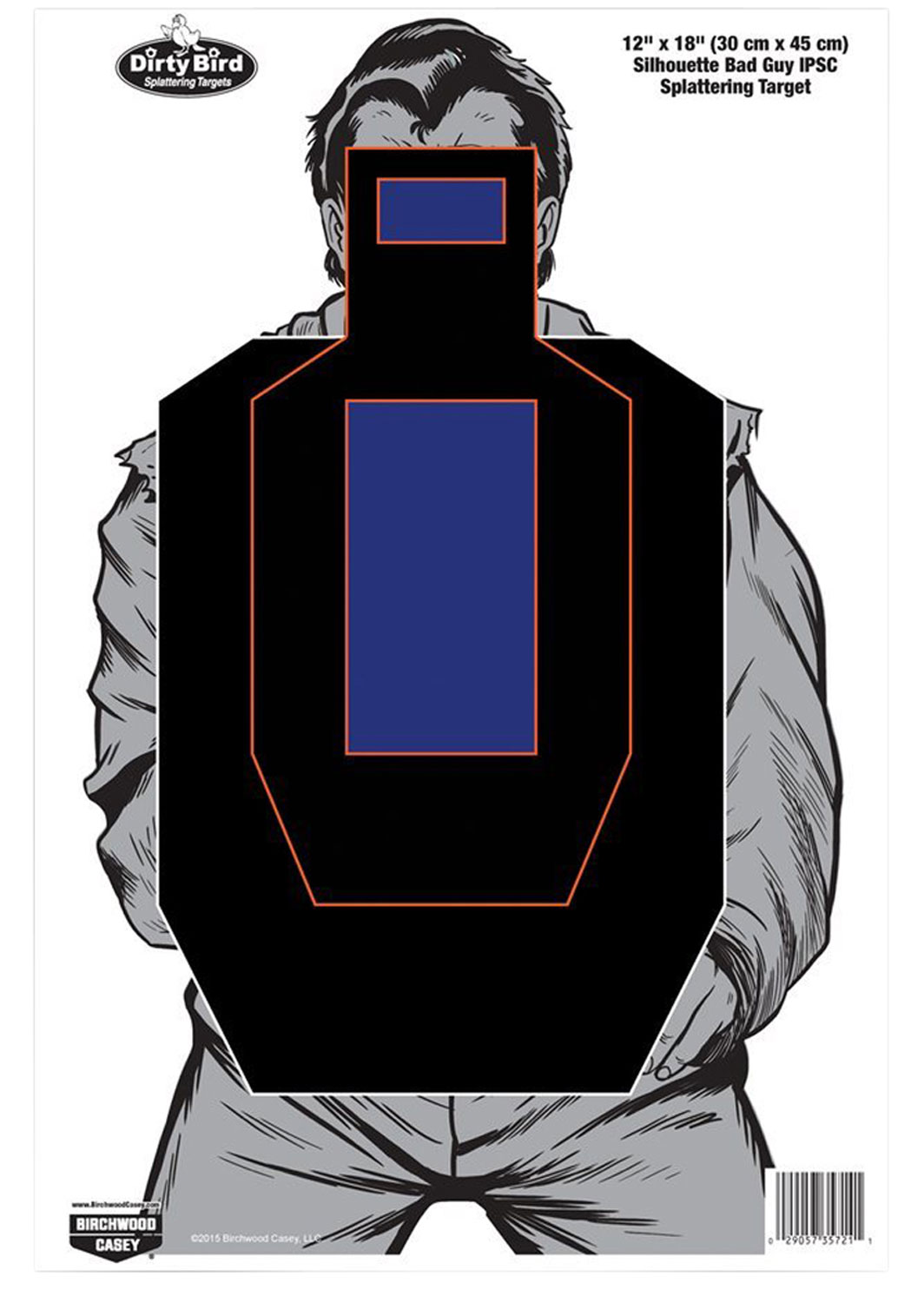 Birchwood Casey 35721 Dirty Bird Bad Guy IPSC Silhouette Tagboard Hanging Pistol 12″ x 18″ Black/Blue/White 100 Per Pkg