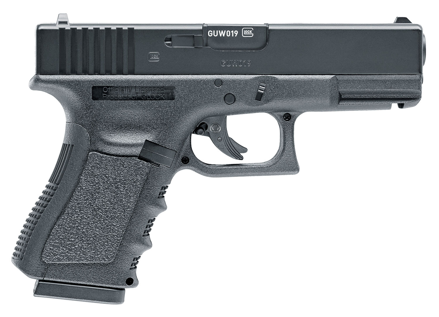 Umarex 2255200 Glock 19 Gen3 CO2 177 BB 16+1 4.25″ Black Polymer Grips