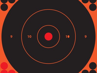 Pro-Shot 12BORNGE5PK SplatterShot  Self-Adhesive Paper Black/Orange  12″ Bullseye 5 Pack