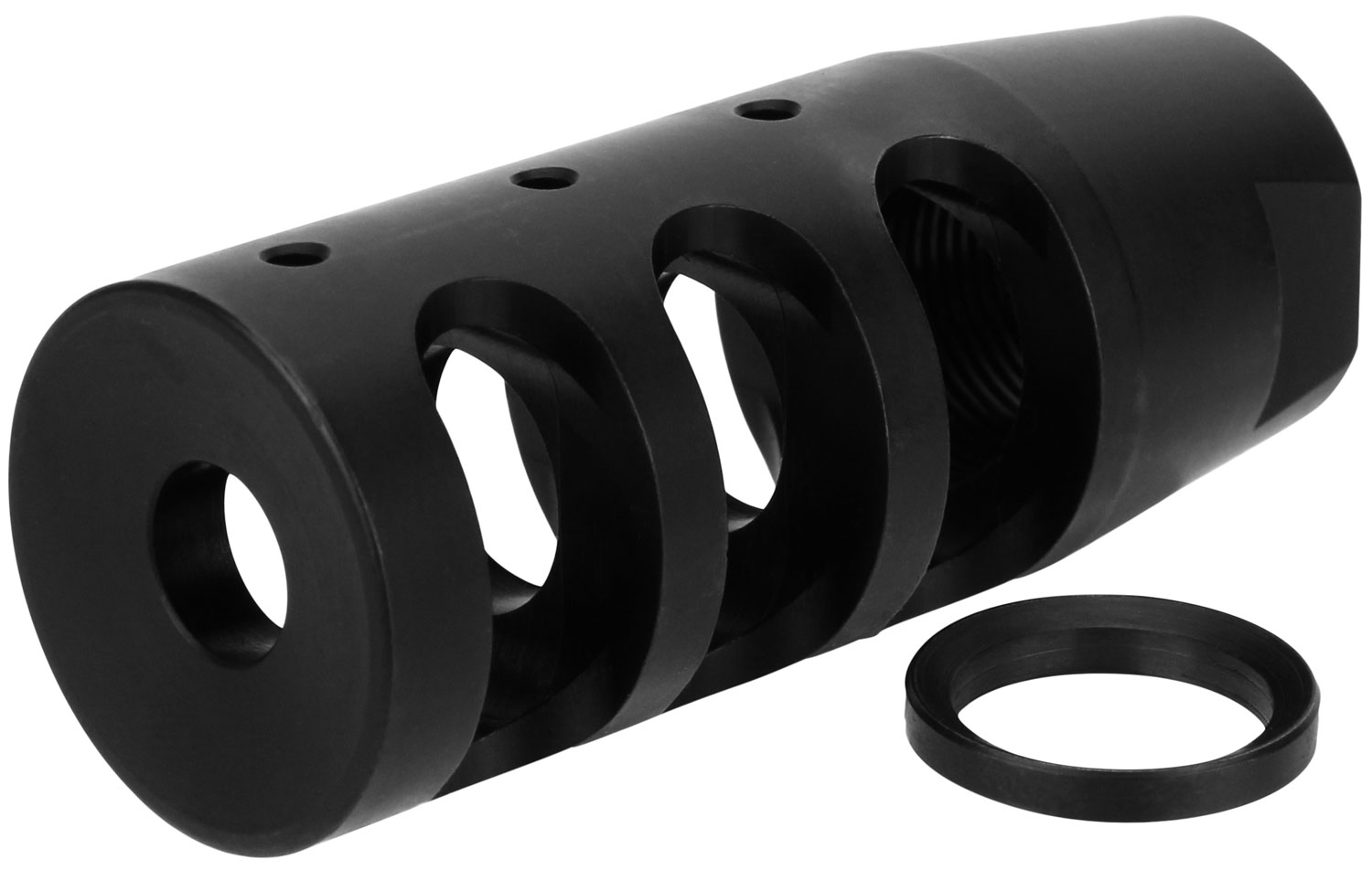 TacFire MZ1002N Compact Compensator Black Nitride Steel with 1/2″-28 tpi Threads & 2.50″ OAL for 5.56x45mm NATO AR-15