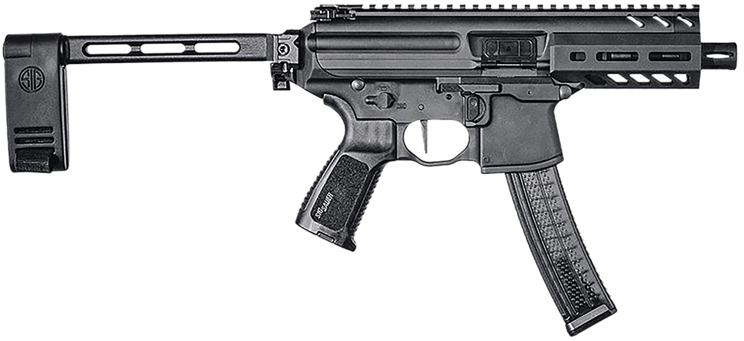 Sig Sauer PMPX4B9 MPX K  9mm Luger Caliber with 4.50″ Barrel, 30+1 Capacity, Black Hard Coat Anodized Metal Finish, Folding Pivoting Contour Brace Stock & Black Polymer Grip Right Hand