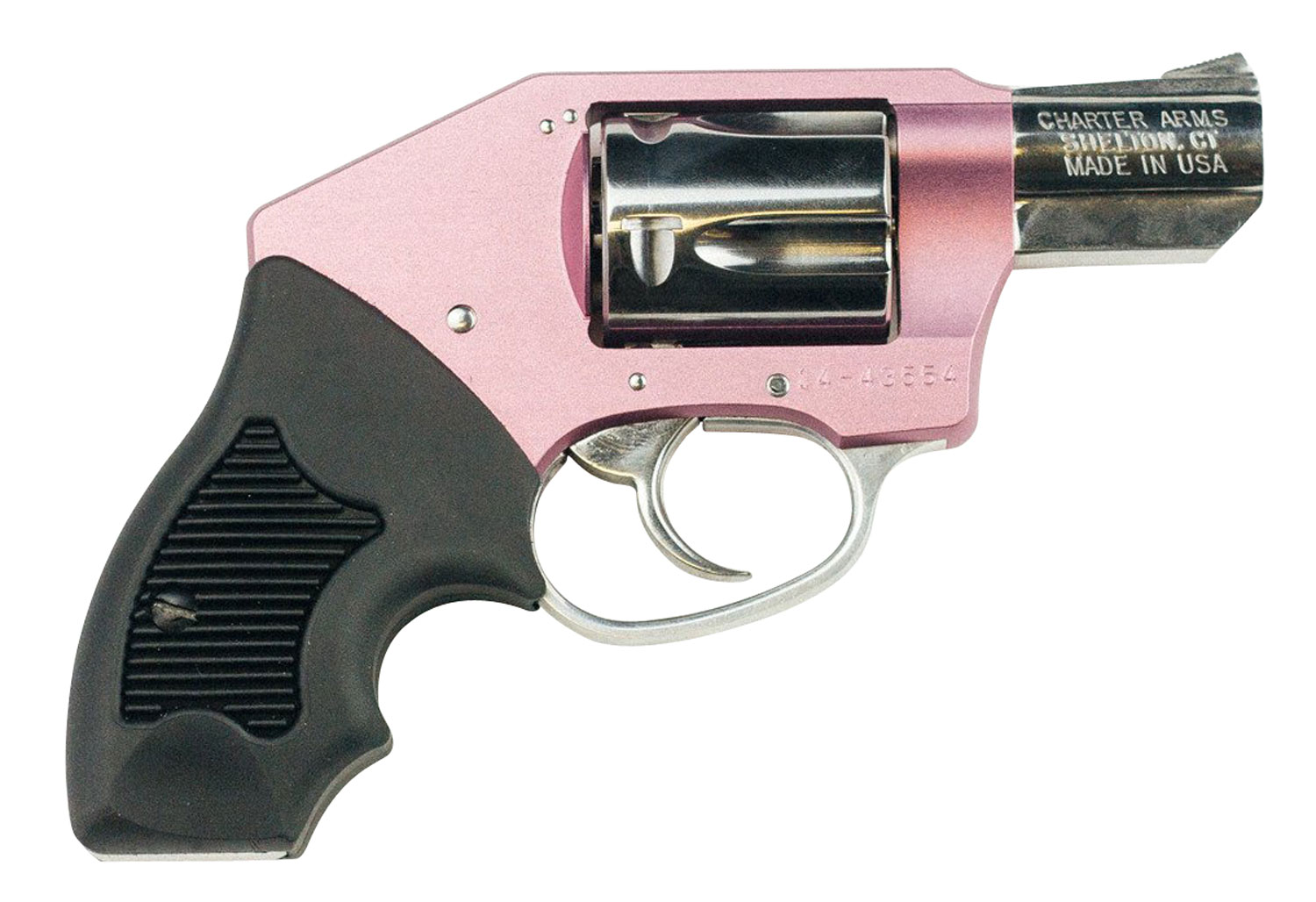 Charter Arms 53852 Chic Lady Off Duty Small 38 Special, 5 Shot 2″ High Polished Stainless Steel Barrel & Cylinder, Pink Aluminum Frame, Pearl Grip, Concealed Hammer