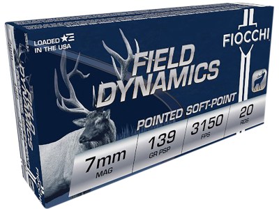 Fiocchi 7RMA Field Dynamics  7mmRemMag 139gr Pointed Soft Point 20 Per Box/10 Case