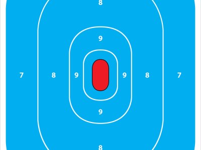 Pro-Shot SILHINTPBLUE SplatterShot  Silhouette Hanging Tagboard 12″ x 18″ Hi-Vis Blue Impact Enhancement White 8 Per Pkg