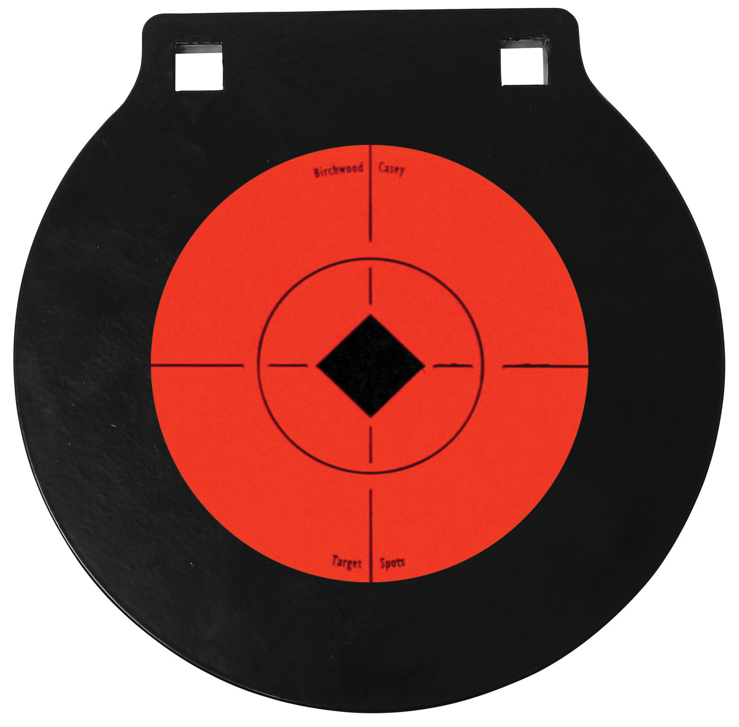 Birchwood Casey 47608 World of Targets Double Hole 6″ Black/Orange AR500 Steel Circle w/Crosshair & Diamond Hanging