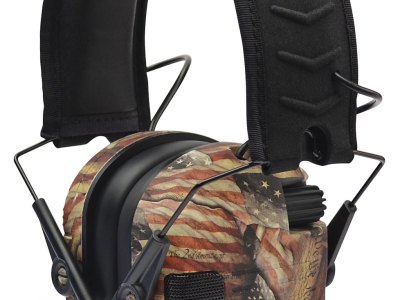 Walker’s GWPRSEMBARM Razor Slim Electronic Muff 23 dB Over the Head USA Flag w/Black Polymer