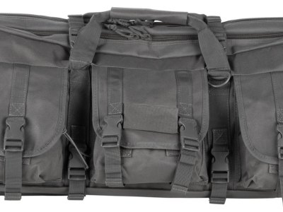 NcStar CVDC2946U42 VISM Double Carbine Case Urban Gray PVC Nylon w/ Foam Padding Lockable Zippers Pockets & MOLLE Webbing