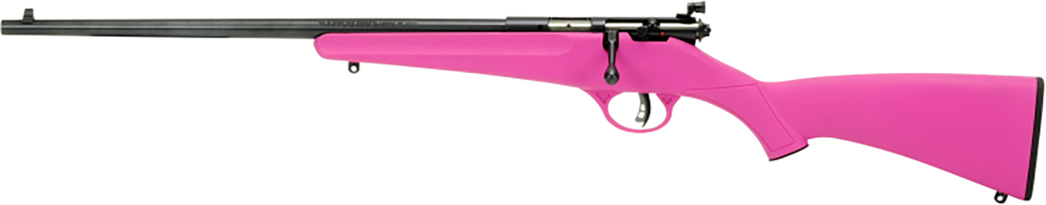 Savage Arms 13844 Rascal  Youth 22 LR 1rd 16.13″ Matte Black Sporter Barrel, Matte Black Carbon Steel Receiver, Pink Fixed Synthetic Stock, Left Hand