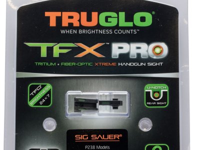 TruGlo TG13SG3PC TFX Pro  Black | Green Tritium & Fiber Optic Orange Outline Front Sight Green Tritium & Fiber Optic Rear Sight