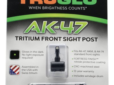 TruGlo TG231AK1 Tritium Rifle Front Sight  Black-Green with White Outline  for AK-47, AKM, AK-74
