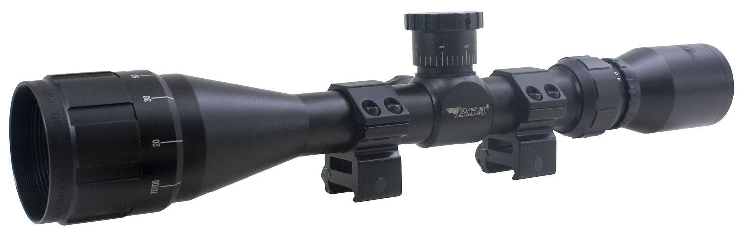 BSA 1739X40AO Sweet 17 Black Matte 3-9x 40mm AO 1″ Tube 30/30 Duplex Reticle Features Dovetail Rings