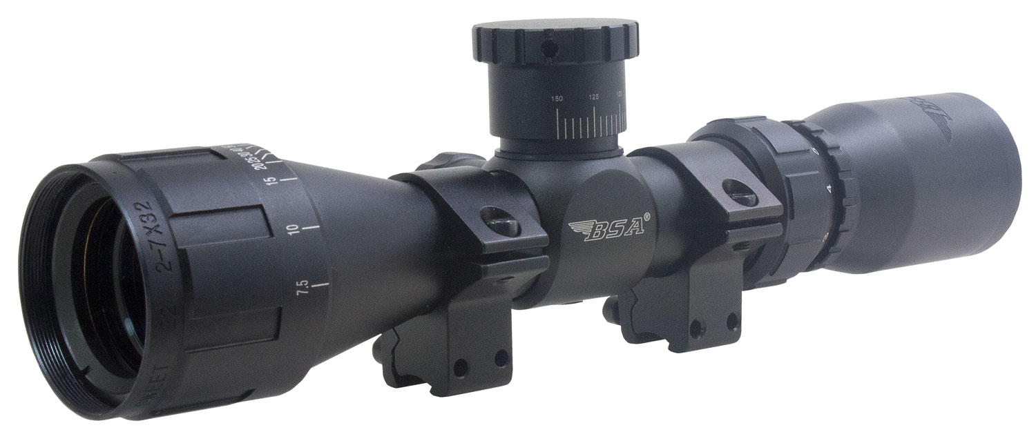 BSA 2227X32AOC Sweet Compact Black Matte 2-7x,32mm AO 1″ Tube 30/30 Reticle