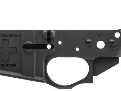 Spikes STLS033 Water Boarding Instructor Stripped Lower Receiver Multi-Caliber 7075-T6 Aluminum Black Anodized for AR-15