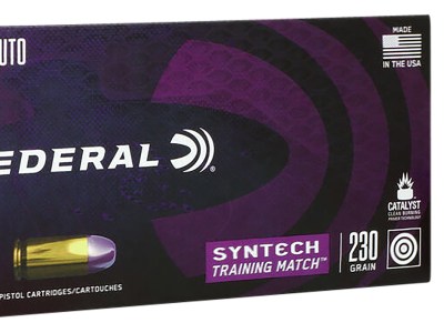 Federal AE45SJ2 Syntech Training Match 45ACP 230gr Total Syntech Jacket Flat Nose 50 Per Box/10 Case