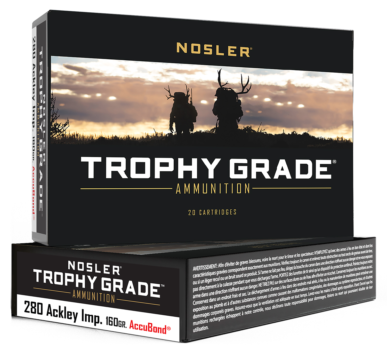Nosler 60076 Trophy Grade  280Ackley Improved 160gr Nosler AccuBond 20 Per Box/10 Case