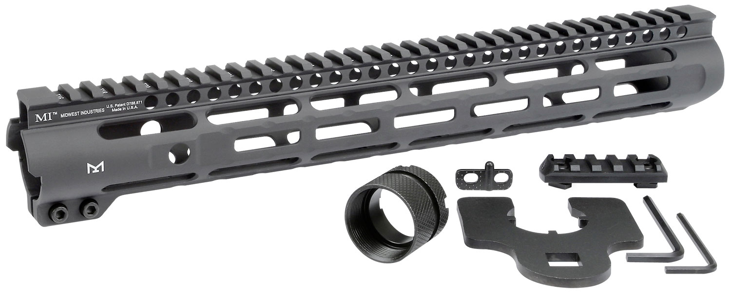 MIDWEST INDUSTRIES INC MISLH14 Slimline AR-15 6061 Aluminum Black Hard Coat Anodized 14″