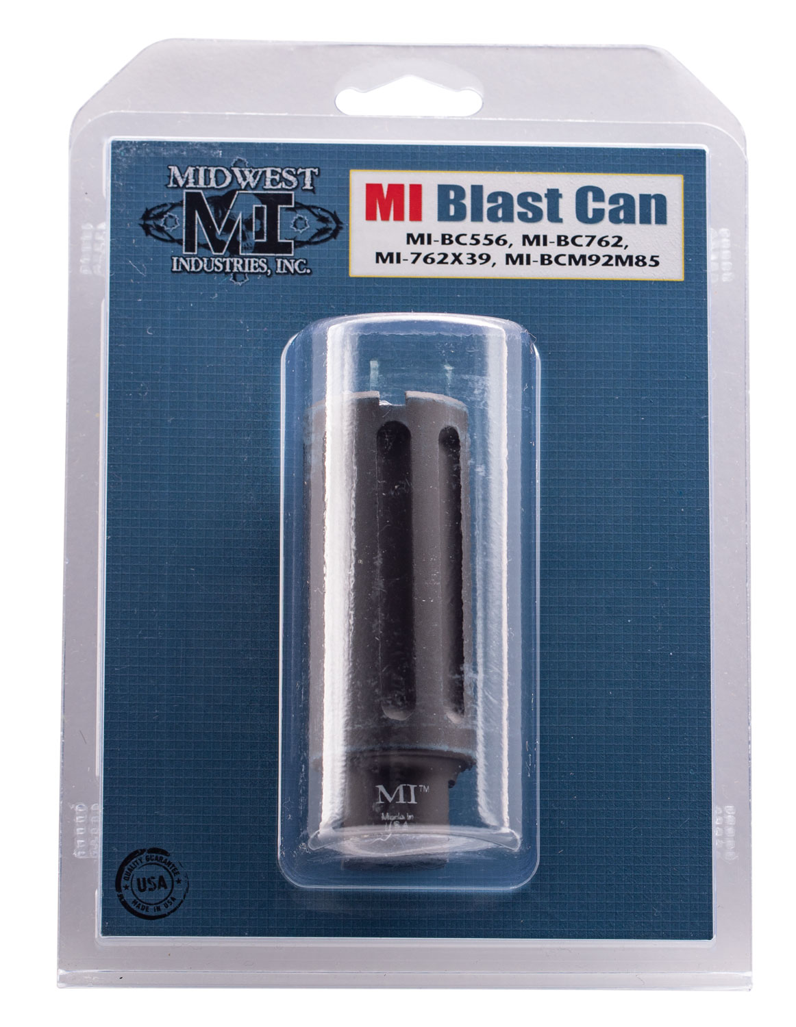 Midwest Industries MIBC556 Blast Can  Black Hardcoat Anodized 6061-T6 Aluminum with 1/2″-28 tpi Threads, 3.38″ OAL & 1.20″ Diameter for 5.56x45mm NATO AR-Platform