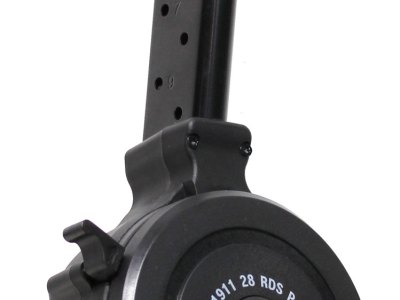 Iver Johnson Arms IJ1911DRUM45 1911  28rd Drum 45 ACP Black Metal w/Polymer Floor Plate