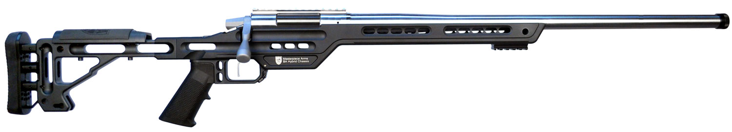 MasterPiece Arms 6CMPMRRHBLKPBA PMR  6mm Creedmoor 10+1 24″ Stainless Steel Polished Black Aluminum Black V-Bedded BA Hybrid Chassis Stock Right Hand