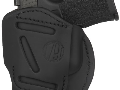 1791 Gunleather 4WH3SBLR 4-Way  IWB/OWB Size 03 Stealth Black Leather Belt Clip Compatible w/Glock 26/Ruger LC9/S&W M&P Shield/2.0 9/40 Right Hand