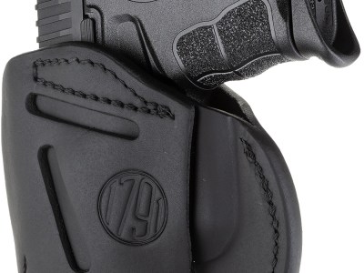 1791 Gunleather 4WH4SBLR 4-Way  IWB/OWB Size 04 Stealth Black Leather Belt Clip Compatible w/Glock 26/Springfield XD/XDS/S&W M&P Shield Plus Right Hand